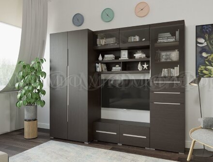 Шкаф-пенал со стеклом низкий ШК-007 Эколь 