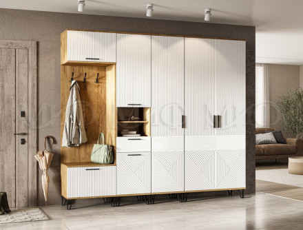 Модульная прихожая Флэш, Браш Вайт/Дуб крафт 