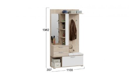 Вешалка комбинированная с крючками и зеркалом Эрика 